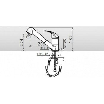 Pyramis Essential Festivo 095301001 Μπαταρία Κουζίνας Πάγκου με Ντουζ και Σπιράλ Carbon