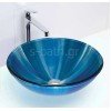 Gloria Dia Glass 66-8306 Επικαθήμενος Νιπτήρας Γυάλινος 42x42x14.5cm Μπλε