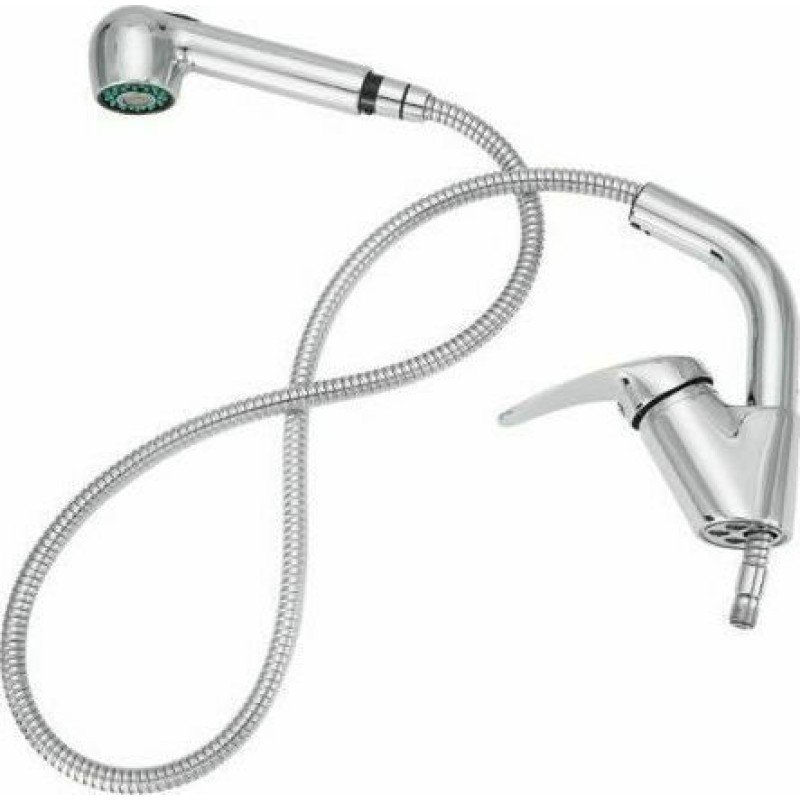 Viospiral Rea 36-5006 Ψηλή Μπαταρία Κουζίνας Πάγκου με Ντουζ και Σπιράλ Ασημί