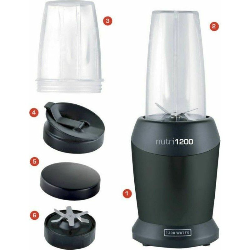HomeVero Nutri 1200 HV-15721-B Μπλέντερ για Smoothies 0.8lt 1200W Μαύρο
