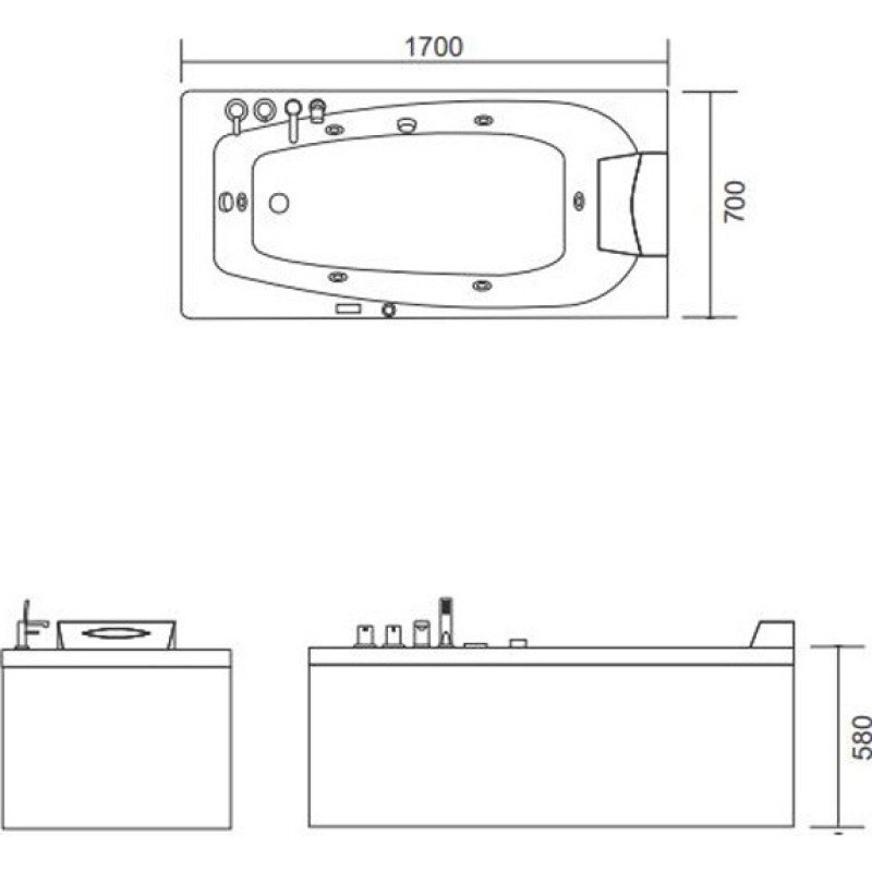 Karag Venus K-1204R Μπανιέρα Ελεύθερης Τοποθέτησης Ακρυλική με Υδρομασάζ 170x70cm