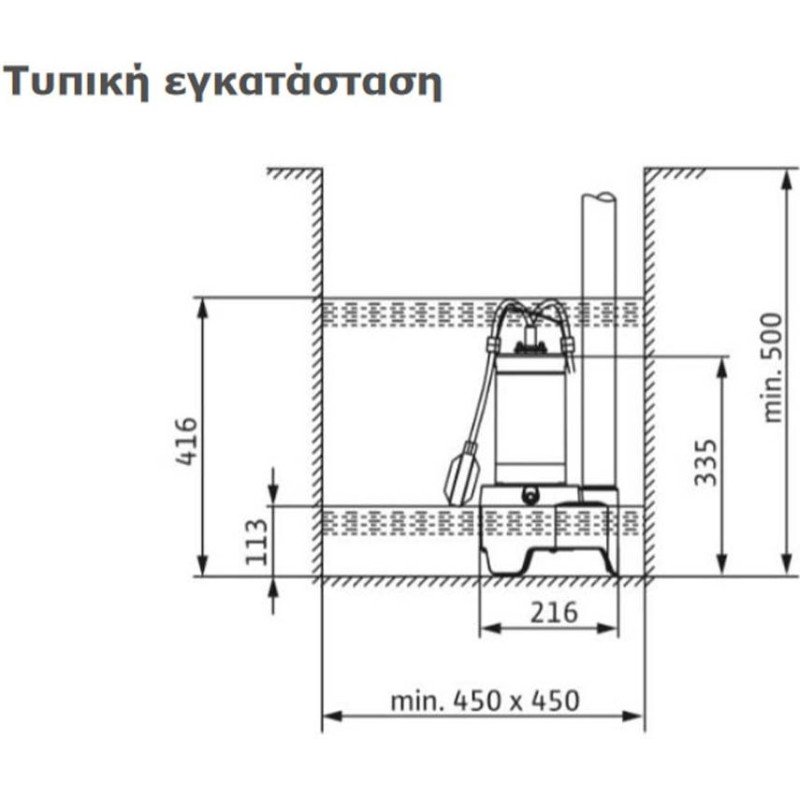 Wilo Rexa MINI3-V04.11/M06-523/A-5M Μονοφασική Αντλία Ακαθάρτων / Λυμάτων 0.8hp