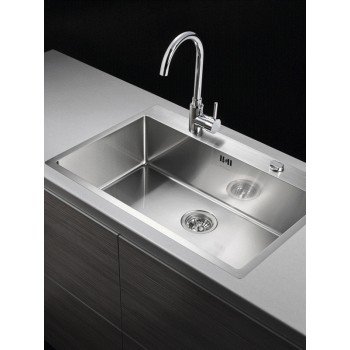 Pyramis Istros 1B Ισόπεδος Νεροχύτης Inox Brushed Μ75.5xΠ51cm Ασημί