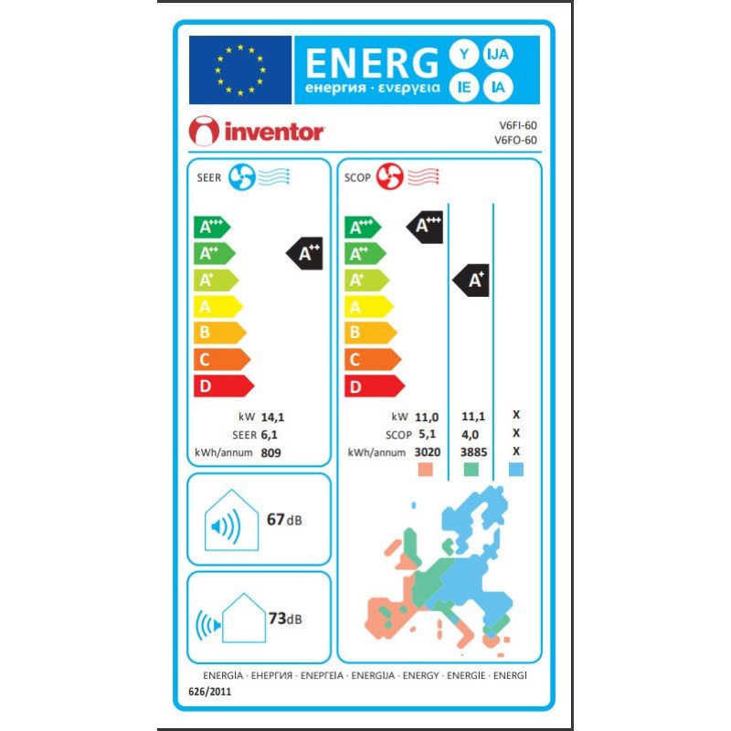 Inventor V6FI-60/ V6FΟ-60 Επαγγελματικό Κλιματιστικό Inverter Ντουλάπα 48000 BTU