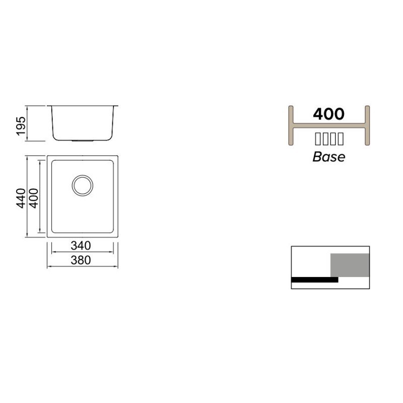 Karag BL 792 Υποκαθήμενος Νεροχύτης Inox Σατινέ Μ38xΠ44cm Ασημί