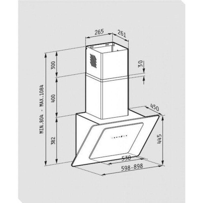 Pyramis Fiero Απορροφητήρας Καμινάδα 90cm Λευκός