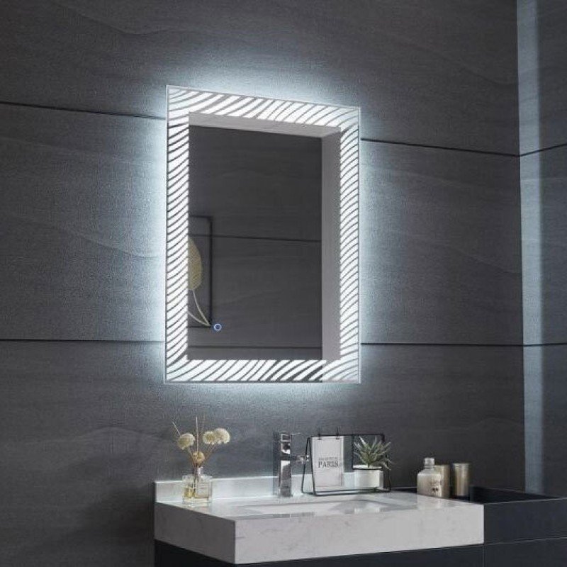 Gloria Grilia 77-0113 Ορθογώνιος Καθρέπτης Μπάνιου Led Αφής 60x80cm