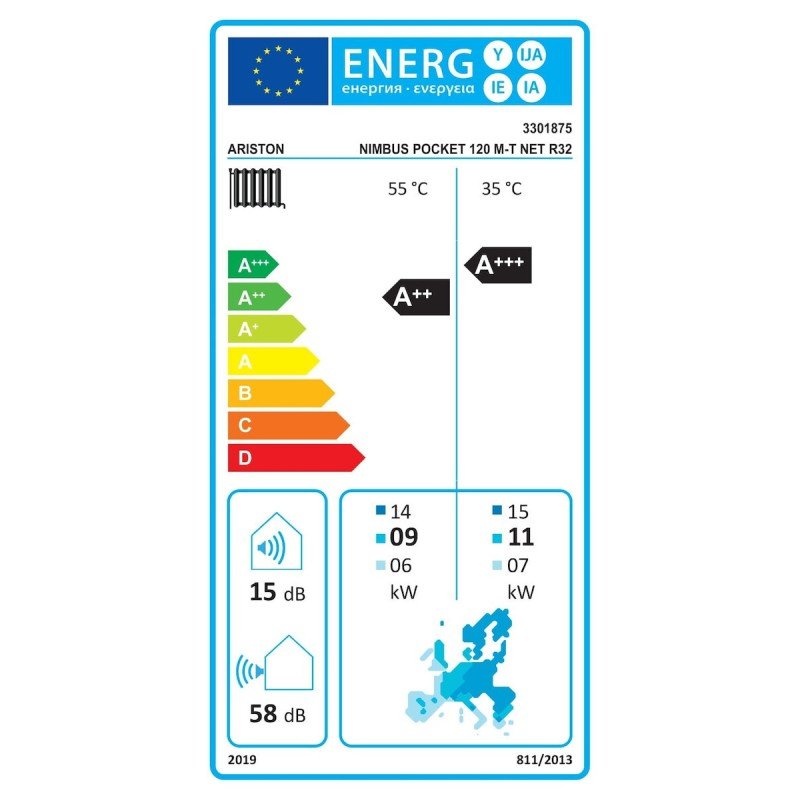 Ariston Nimbus Pocket 120 M T Net Αντλία Θερμότητας 12kW Τριφασική 60°C Monoblock