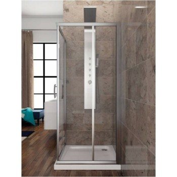 Karag New Flora 100 NFL1007070180 Καμπίνα Ντουζιέρας με Συρόμενη Πόρτα 70x70x180cm Clear Glass Chrome