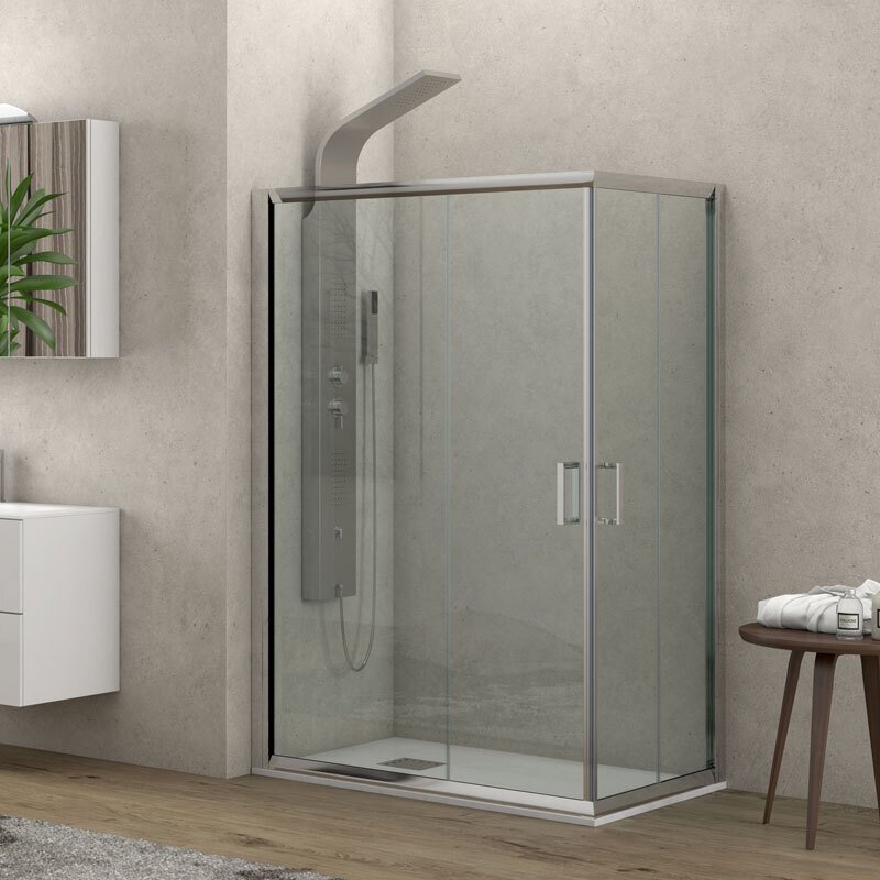 Karag New Flora 100 NFL1007070180 Καμπίνα Ντουζιέρας με Συρόμενη Πόρτα 70x70x180cm Clear Glass Chrome