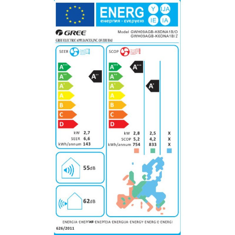 Gree Pular GRC-101QI/KPL-N6 / GRCO-101QI/KPL-N6 Κλιματιστικό Inverter 9000 BTU A++/A+++ με WiFi