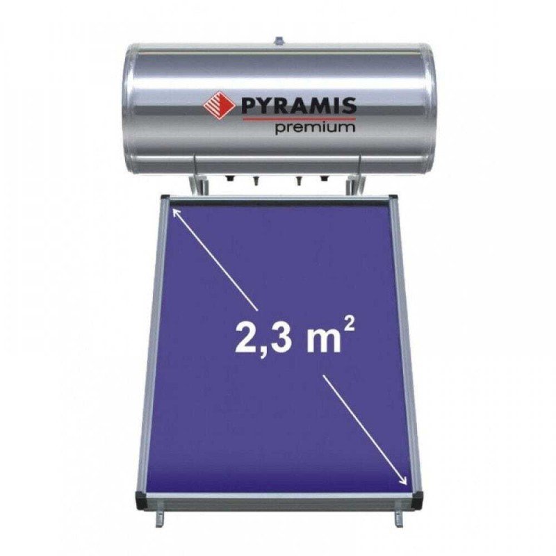 Pyramis Premium Ηλιακός Θερμοσίφωνας 160 λίτρων Glass Διπλής Ενέργειας με 2.3τ.μ. Συλλέκτη