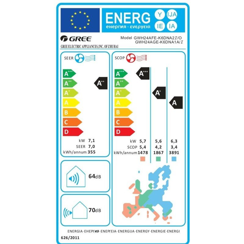 Gree Pular GRC-241QI/KPL-N6 / GRCO-241QI/KPL-N6 Κλιματιστικό Inverter 24000 BTU A++/A+++ με WiFi