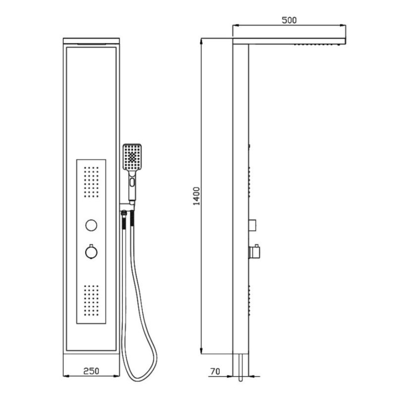 Karag Elli S9237-5 Στήλη Υδρομασάζ 140cm