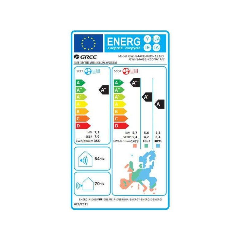 Gree Aura GRC-241QI/KAR2-N5/GRCO-241QI/KAR2-N5 Κλιματιστικό Inverter 24000 BTU A++/A+ με Ιονιστή και WiFi Gree Aura GRC-241QI/KAR2-N5/GRCO-241QI/KAR2-N5 Κλιματιστικό Inverter 24000 BTU A++/A+ με Ιονιστή και WiFi