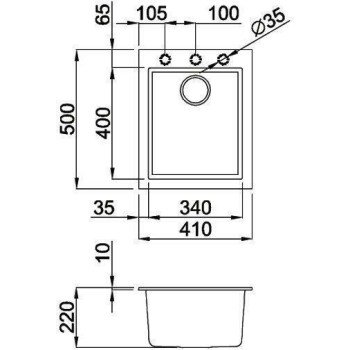 Elleci Quadra 100 Metaltek Ένθετος Νεροχύτης από Συνθετικό Γρανίτη Μ41xΠ50cm Titanium M73
