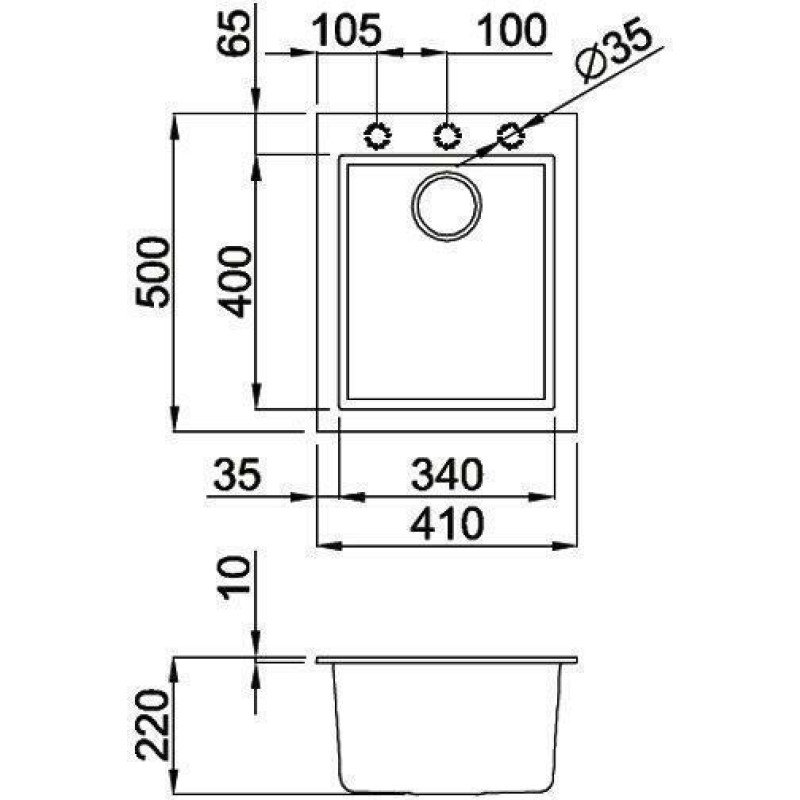Elleci Quadra 100 Metaltek Ένθετος Νεροχύτης από Συνθετικό Γρανίτη Μ41xΠ50cm Titanium M73