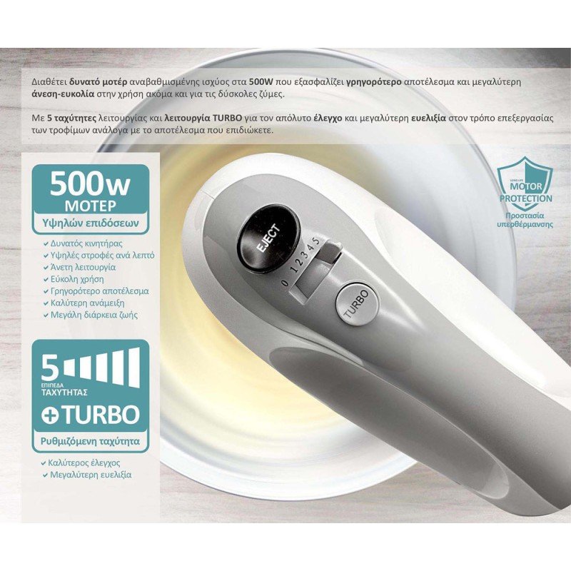 Bruno BRN-0110 Μίξερ Χειρός 500W Λευκό