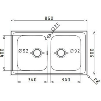 Pyramis Athena Extra 2B Ένθετος Νεροχύτης Inox Σαγρέ Μ86xΠ50cm Ασημί