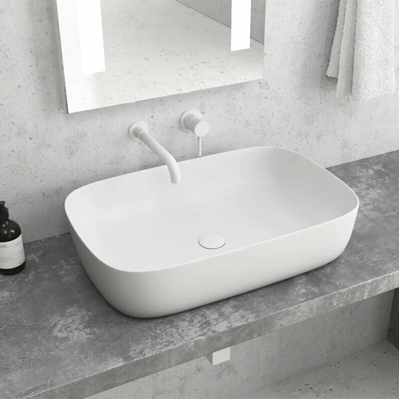 Karag 2143-PMW Επικαθήμενος Νιπτήρας Πορσελάνης 60x39x14.5cm White Matt