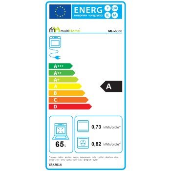 MultiHome MH-6060 Φούρνος άνω Πάγκου 65lt χωρίς Εστίες Π59.5εκ. Μαύρος