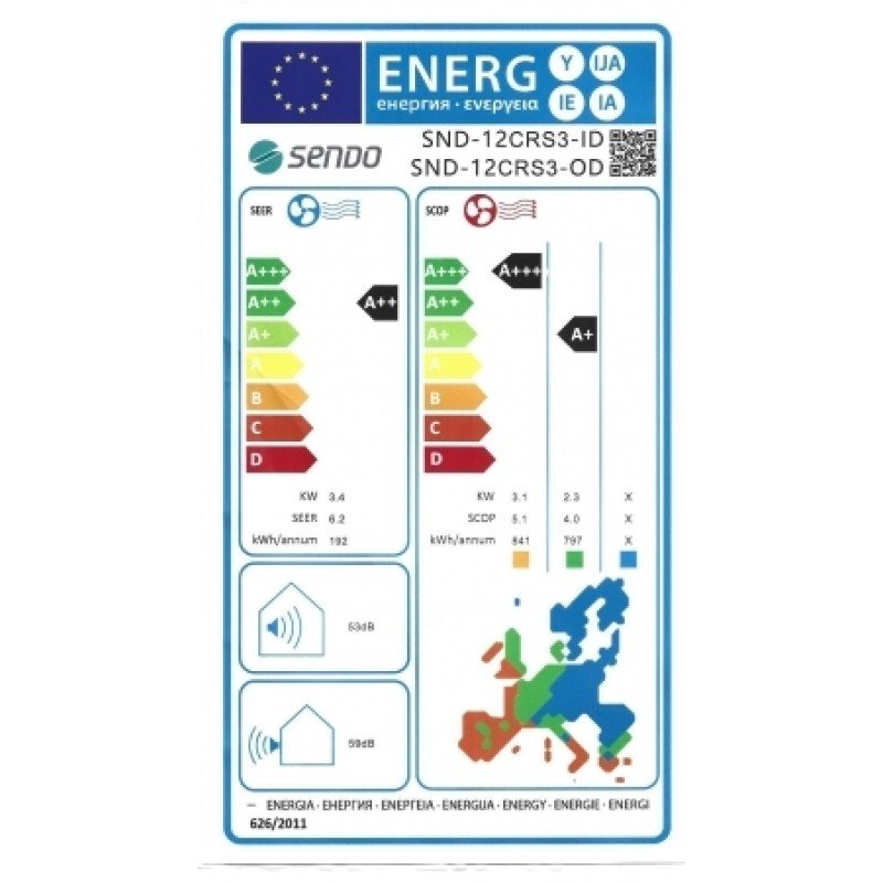 Sendo Cronus 3 SND - 12/CRS3 Κλιματιστικό Τοίχου Inverter 12.000 btu A++/A+++ με Wi-Fi & Ιονιστή