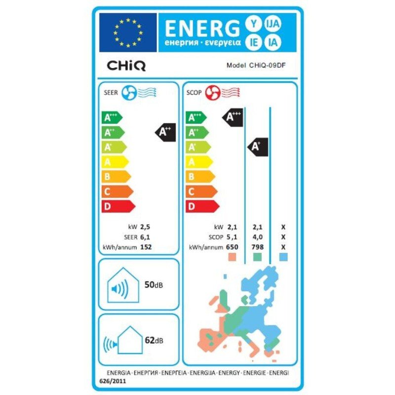 CHiQ 09DF Κλιματιστικό Inverter 9000 BTU A++/A+++ με Ιονιστή και WiFi