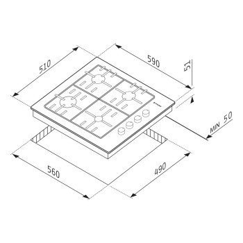 Pyramis 733071 030062301 Εστία Φυσικού Αερίου Αυτόνομη 59x51εκ.