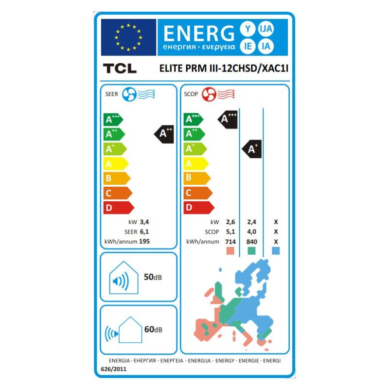 TCL Elite Premium III III-12CHSD/XAC1I Κλιματιστικό Inverter 12000 BTU A++/A+++ με WiFi TCL Elite Premium III III-12CHSD/XAC1I Κλιματιστικό Inverter 12000 BTU A++/A+++ με WiFi