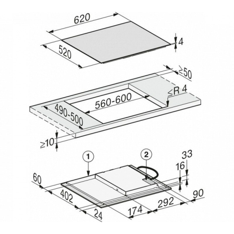 Miele Επαγωγική Εστία Αυτόνομη 62.6x52.6εκ. KM 7363 FL