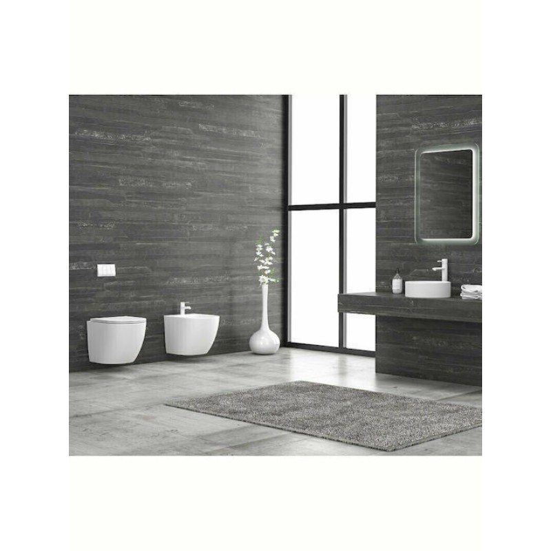 Karag Milos LT046E-NRGW Λεκάνη Δαπέδου Rimless Λευκή Γυαλιστερή
