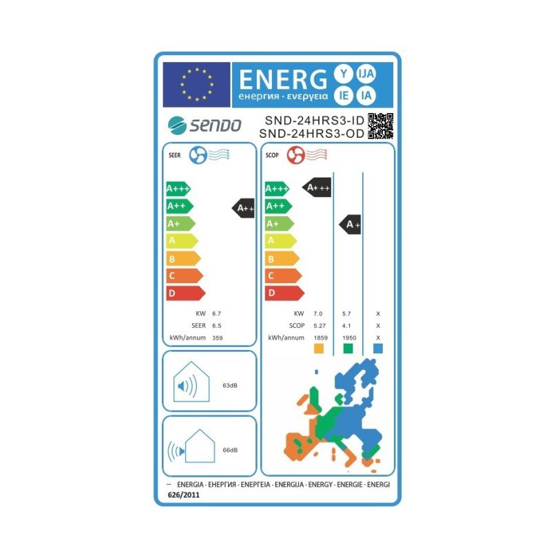 Sendo Hermes HRS3 Κλιματιστικό Inverter 24000 BTU A++/A+++ με WiFi