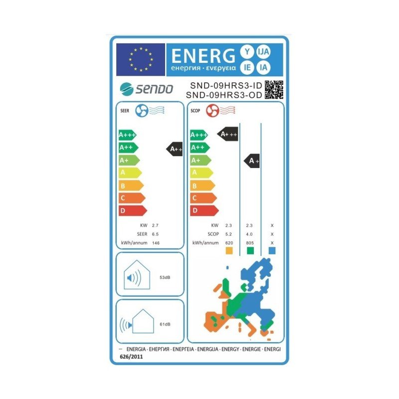Sendo Hermes HRS3 Κλιματιστικό Inverter 9000 BTU A++/A+++ με WiFi
