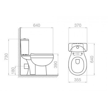 Pyramis Dilos S-trap 023018501 Λεκάνη Δαπέδου με Καζανάκι με Κάλυμμα Soft Close Λευκή 5201217143275