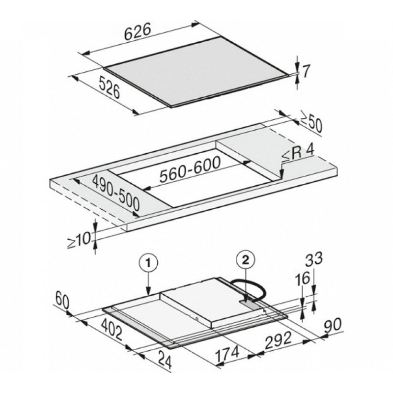 Miele Επαγωγική Εστία με Πλαίσιο Αυτόνομη 62.6x52.6εκ. KM 7363 FR