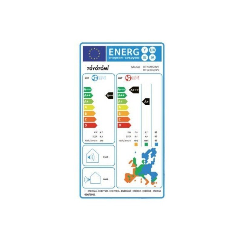 Toyotomi Ora Κλιματιστικό Inverter OTN-24QINV/OTG-24QINV 24000 BTU A++/A+ με Ιονιστή και WiFi