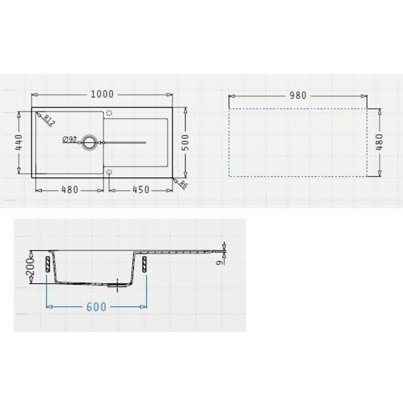 Pyramis 1b 1d Plus 070242611 Ένθετος Νεροχύτης από Συνθετικό Γρανίτη Μ100xΠ50cm Μπεζ