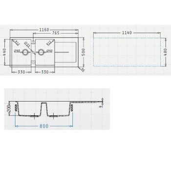 Pyramis 2b 1d 070242811 Ένθετος Νεροχύτης από Συνθετικό Γρανίτη Μ116xΠ50cm Μπεζ