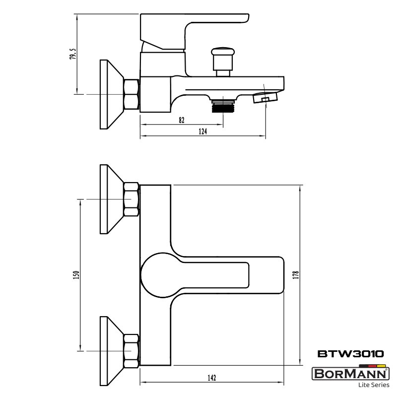 Bormann Elite BTW3010 026013 Αναμεικτική Μπαταρία Μπανιέρας Πλήρες Σετ Ασημί