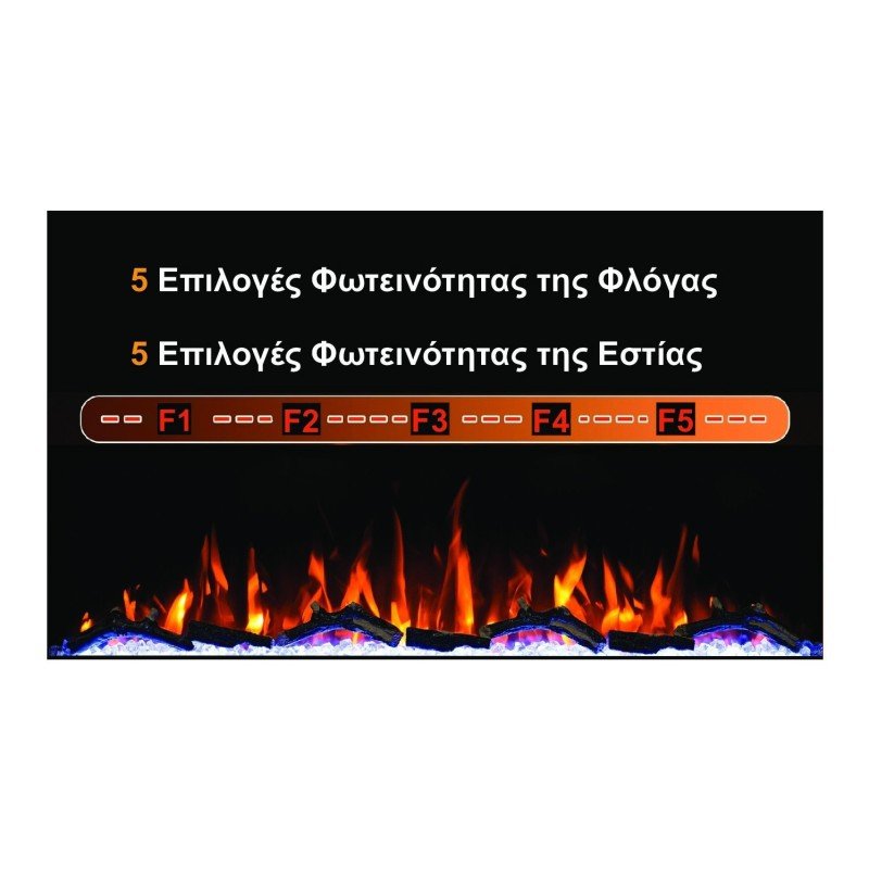 Hitense LUXURIUS-S800 Επιτοίχιο Ηλεκτρικό Τζάκι 1600W 213x14cm Γκρι