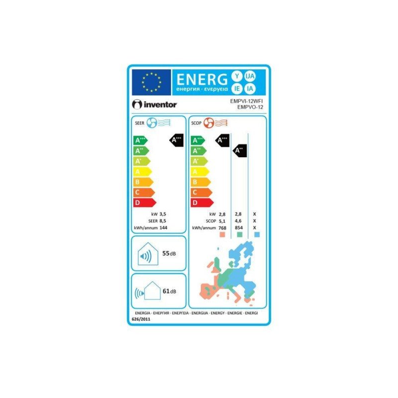 Inventor Emperor EMPVI(W)-12WFI / EMPVO(W)-12 Κλιματιστικό Inverter 12000 BTU A+++/A++ με Ιονιστή και WiFi
