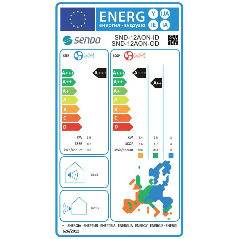 Sendo Aion Κλιματιστικό Inverter 12000 BTU A+++/A+++ με WiFi