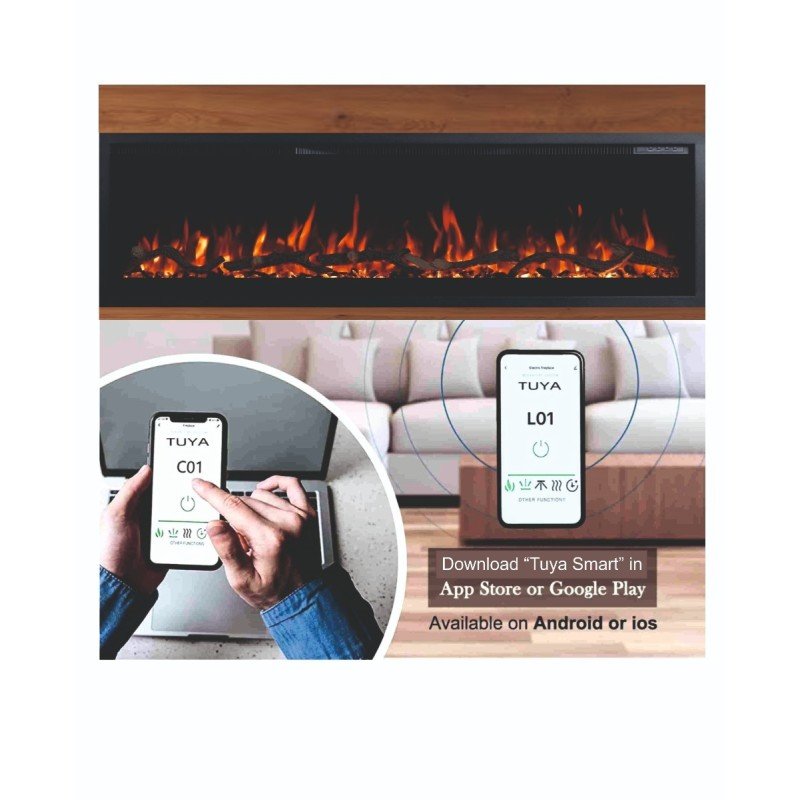 Ηλεκτρικό Τζάκι Smart Notting Hill 50 Επιτοίχιο Ένθετο L.e.d 1800w Hitense