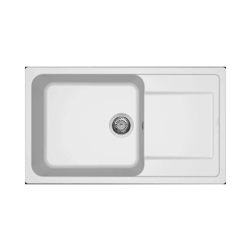 Elleci Life 410 Ένθετος Νεροχύτης Αριστερός από Συνθετικό Γρανίτη Μ86xΠ50cm Bianco G68