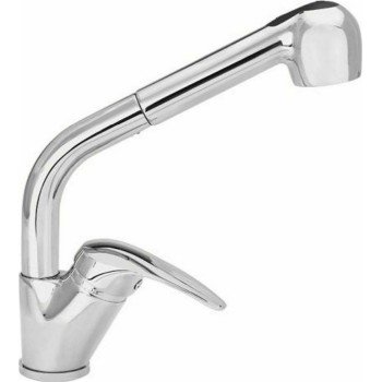 Viospiral Rea 36-5006 Ψηλή Μπαταρία Κουζίνας Πάγκου με Ντουζ και Σπιράλ Ασημί