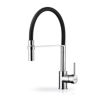 Pyramis Serina 090939801 Μπαταρία Κουζίνας Πάγκου με Ντουζ Chrome Black