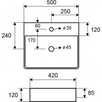 Karag LT2173-S Επικαθήμενος Νιπτήρας Πορσελάνης 50x42x12cm Λευκός