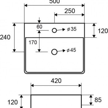 Karag LT2173-S Επικαθήμενος Νιπτήρας Πορσελάνης 50x42x12cm Λευκός
