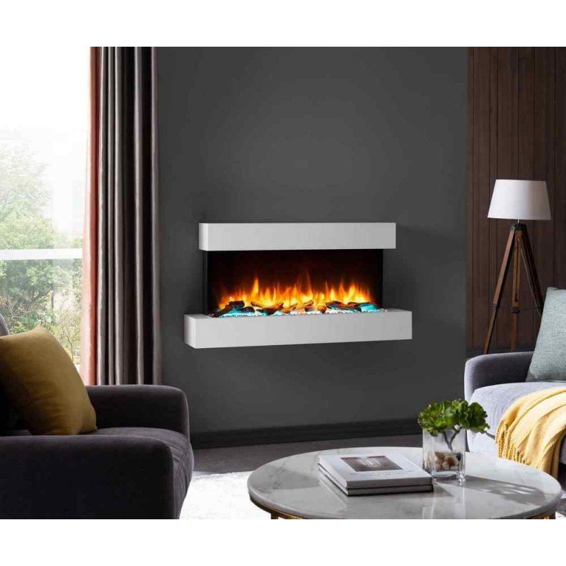 Richen Iris Επιτοίχιο Ηλεκτρικό Τζάκι 2000W 110x57.3cm Λευκό
