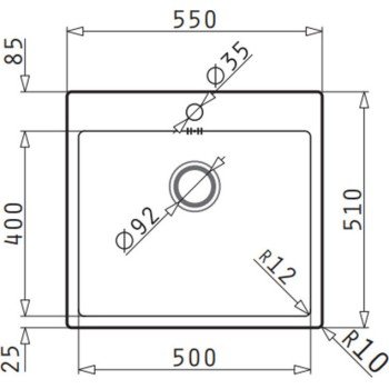 Pyramis Istros 1B Ισόπεδος Νεροχύτης Inox Brushed Μ55xΠ51cm Ασημί